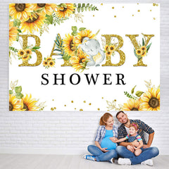 Lofaris Sunflower and Little Baby Elephent Shower Backdrop