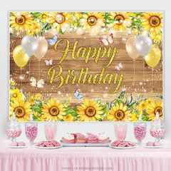 Lofaris Sunflower Butterfly Spark Balloon Birthday Backdrop