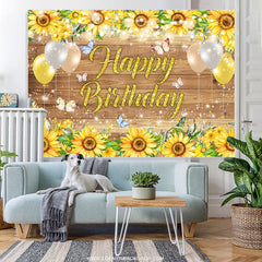 Lofaris Sunflower Butterfly Spark Balloon Birthday Backdrop