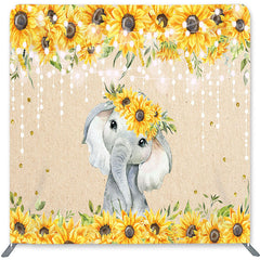 Lofaris Sunflower Elephant Double-Sided Backdrop for Baby Shower