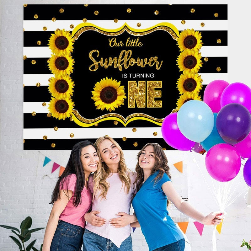 Lofaris Sunflower Happy First Birthday Photoshoot Backdrop