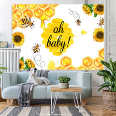 Lofaris Sunflower With Busy Bees Themed Baby Shower Backdrop