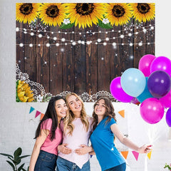 Lofaris Sunflower Wooden Backdrop Baby Shower Bridal