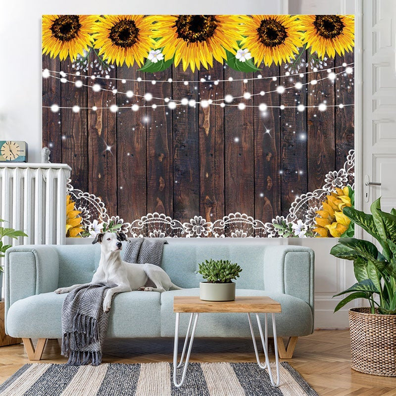 Lofaris Sunflower Wooden Backdrop Baby Shower Bridal
