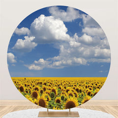 Lofaris Sunflowers And Blue Sky White Cloud Birthday Backdrop