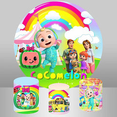 Lofaris Sunny Cheerful Family Outside Round Birthday Backdrop