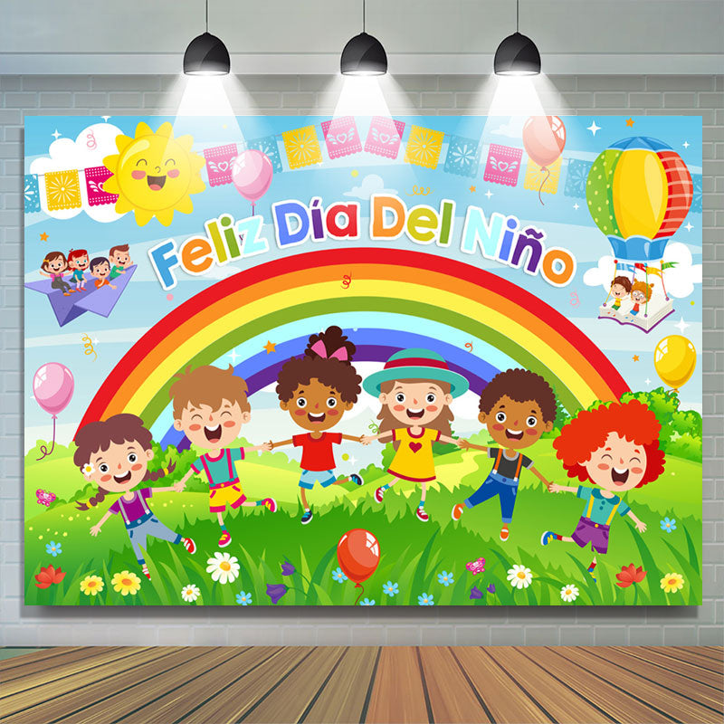 Lofaris Sunny Rainbow Outdoor Happy Children Day Backdrop