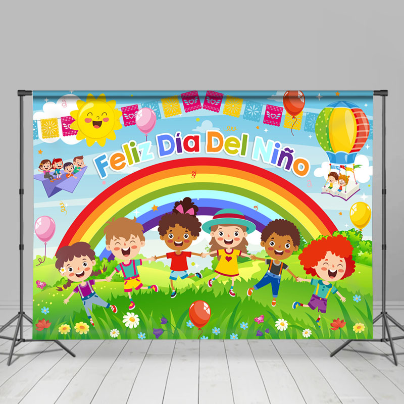 Lofaris Sunny Rainbow Outdoor Happy Children Day Backdrop