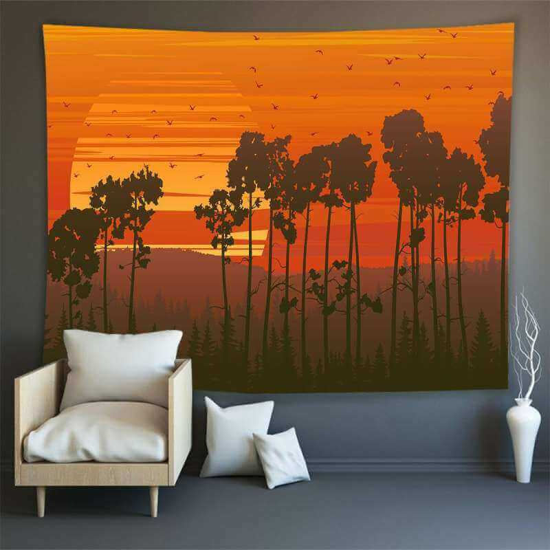 Lofaris Sunset Geese Family Still Life Fairytale Wall Tapestry