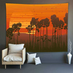 Lofaris Sunset Geese Family Still Life Fairytale Wall Tapestry