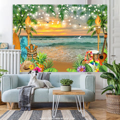 Lofaris Sunset Summer Beach Coconut Theme Birthday Backdrop