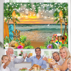 Lofaris Sunset Summer Beach Coconut Theme Birthday Backdrop