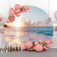 Lofaris Sunset Twilight Beach Themed Circle Backdrop For Party