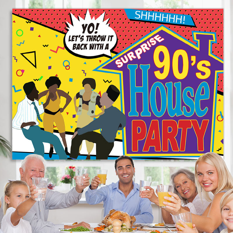 Lofaris Surprise 90’S House Party With Abstract Lines Backdrop