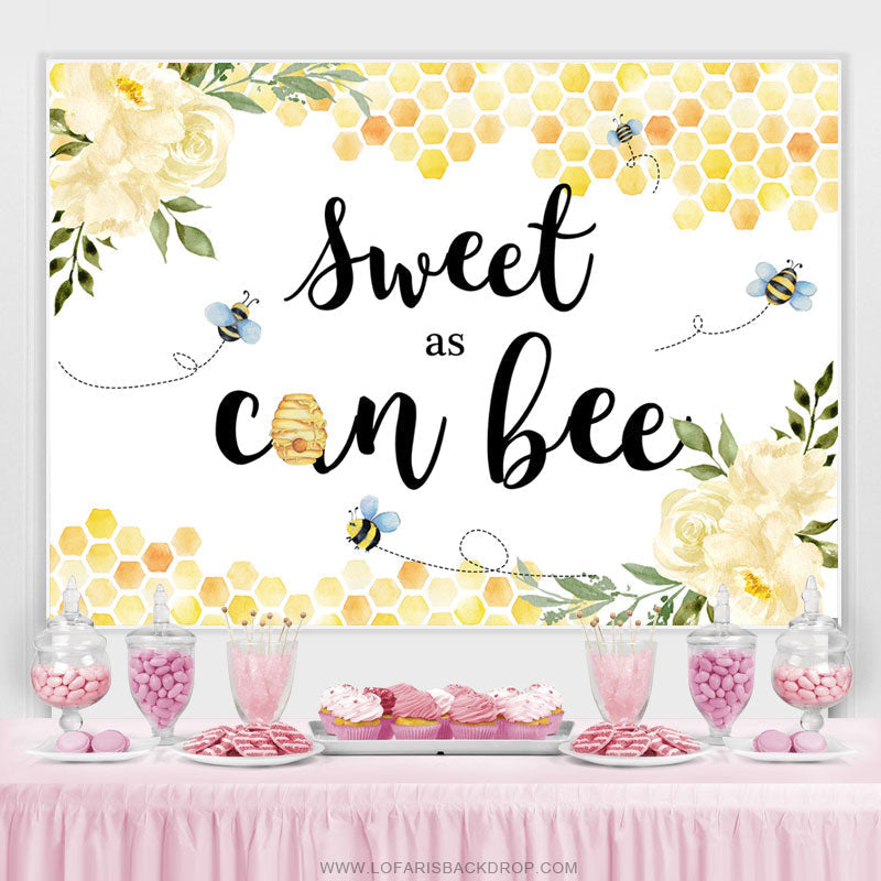 Lofaris Sweet As Can Bee Floral Themed Happy Birthday Backdrop