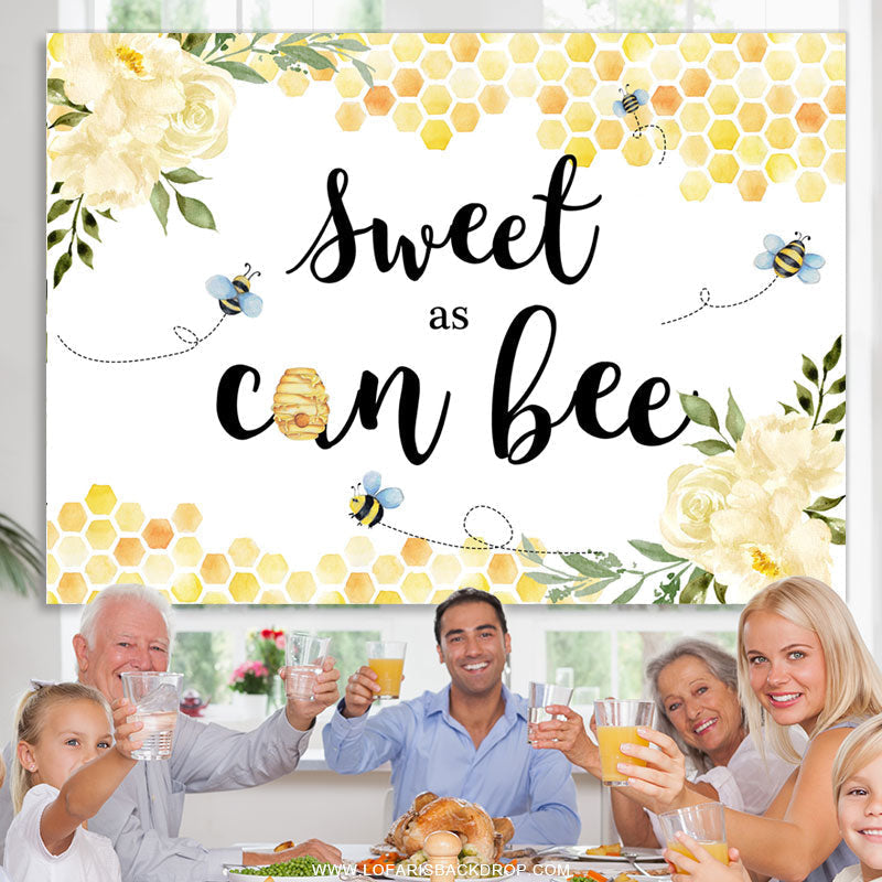 Lofaris Sweet As Can Bee Floral Themed Happy Birthday Backdrop