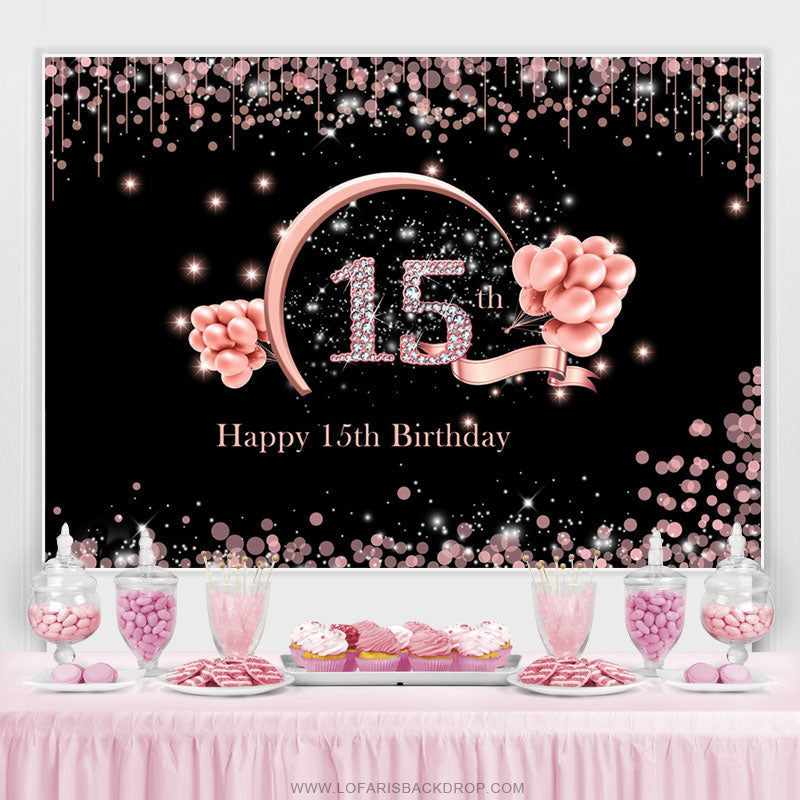Lofaris Sweet Balloon Bokeh Happy 15Th Birthday Backdrop