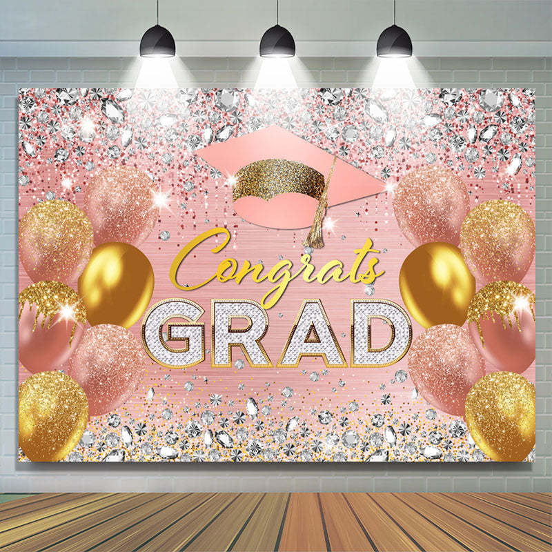Lofaris Sweet Color Balloon Congrats Grad Party Backdrop
