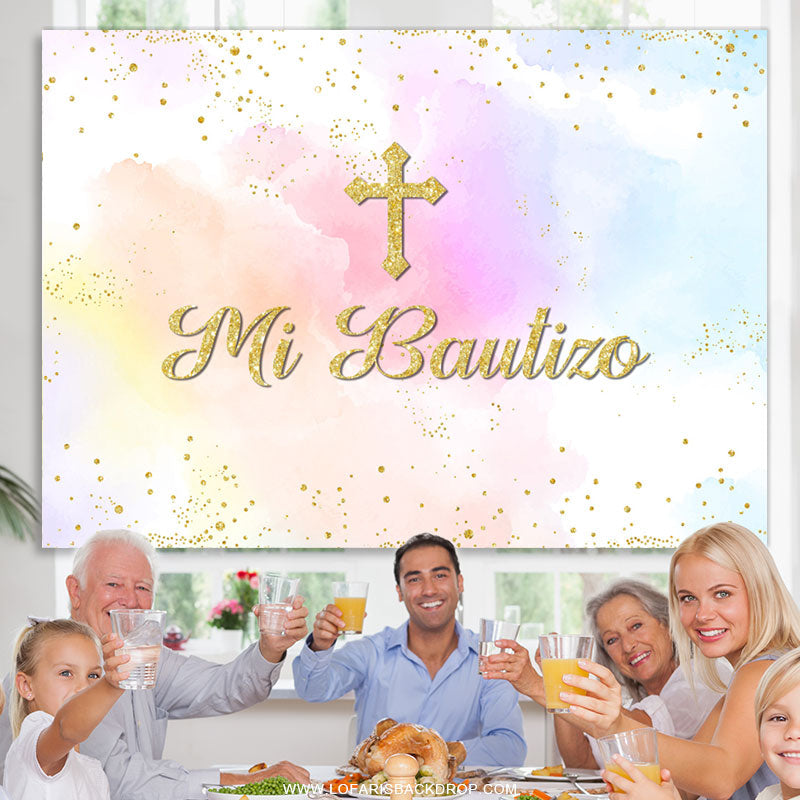Lofaris Sweet Color Cross Mi Bautizo Backdrop For Baby
