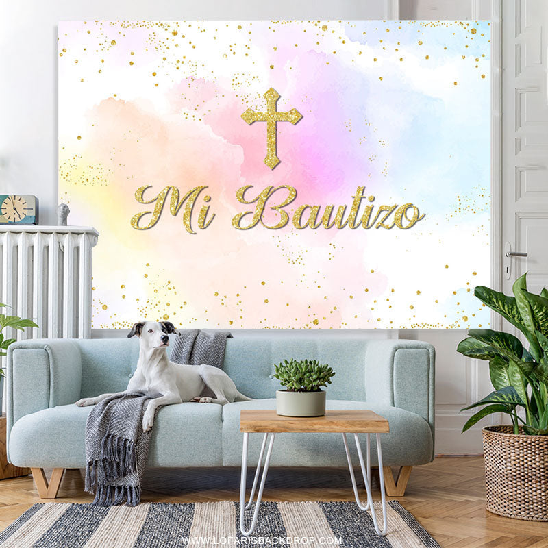 Lofaris Sweet Color Cross Mi Bautizo Backdrop For Baby