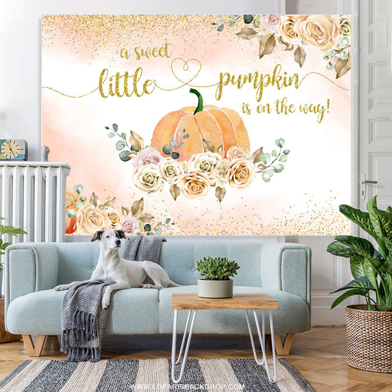 Lofaris Sweet Floral Pumpkin Is On The Way Baby Shower Backdrop