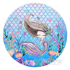Lofaris Sweet Mermaid Under The Sea Circle Birthday Backdrop