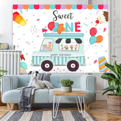 Lofaris Sweet One Ice Cream Balloon Birthday Backdrop For Boy