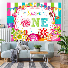 Lofaris Sweet One Loliipop Candy Land Happy Birthday Backdrop