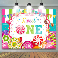 Lofaris Sweet One Loliipop Candy Land Happy Birthday Backdrop