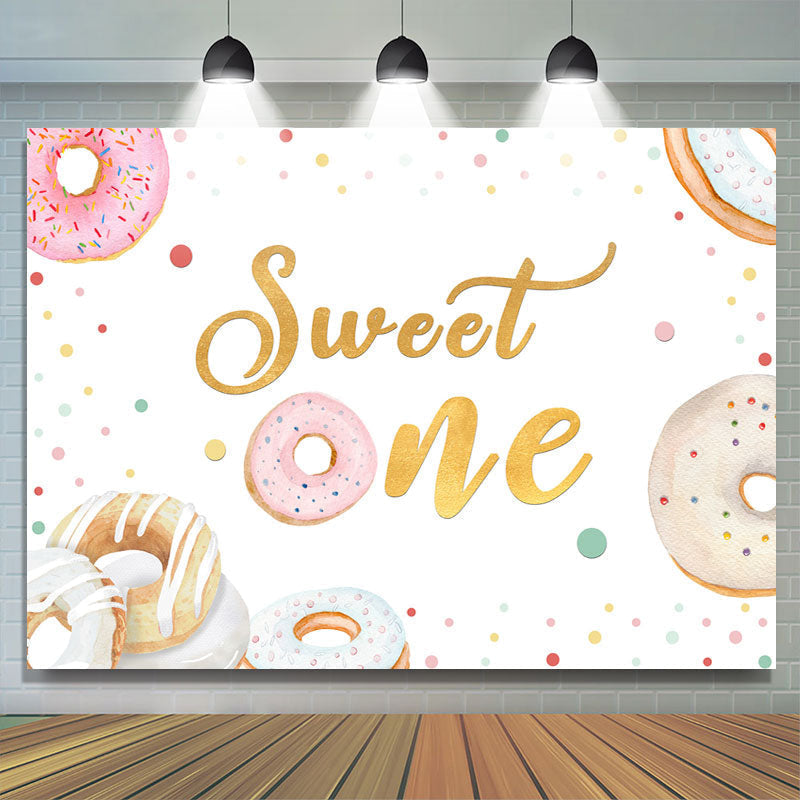 Lofaris Sweet One Lovely Donut Themed Happy Birthday Backdrop