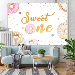 Lofaris Sweet One Lovely Donut Themed Happy Birthday Backdrop