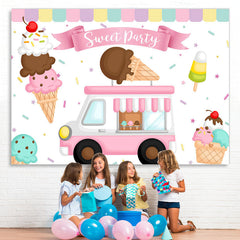 Lofaris Sweet Party Ice Cream Theme Baby Girl Birthday Backdrop