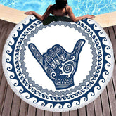 Lofaris Sweet Shaka Vibes Gesture Round Beach Towel With Fringe
