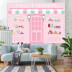 Lofaris Sweet Shoppe Baby Pink Candyland Happy Birthday Backdrop