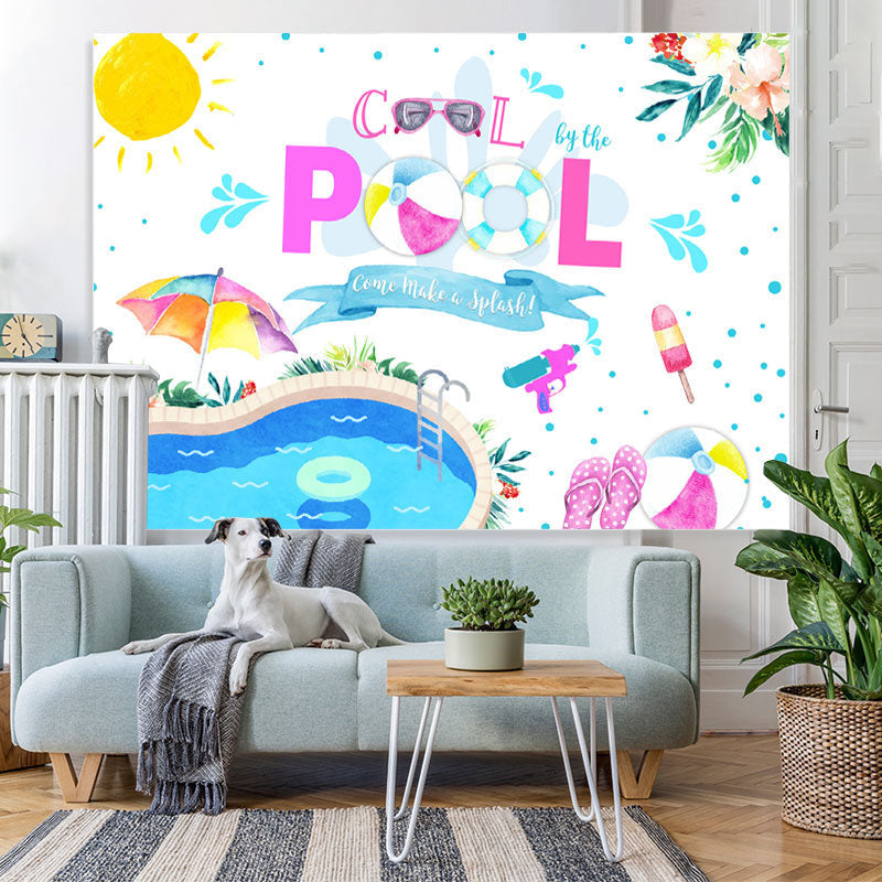 Lofaris Swimming Pool Baby Shower Backdrop Summer Water Wave
