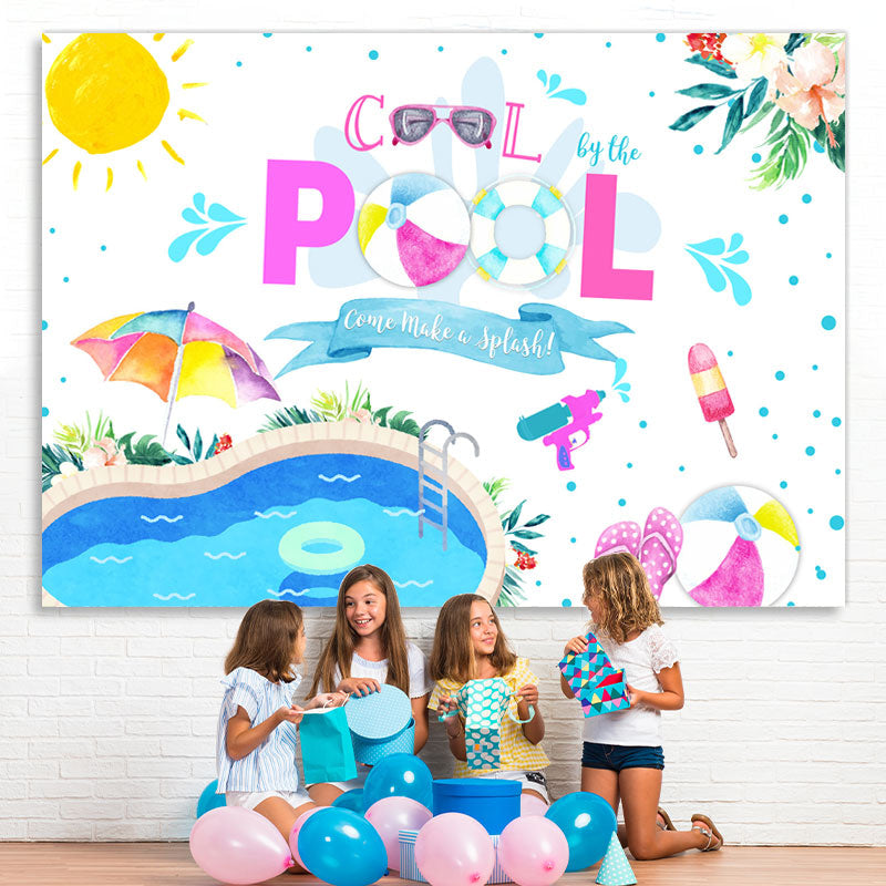 Lofaris Swimming Pool Baby Shower Backdrop Summer Water Wave