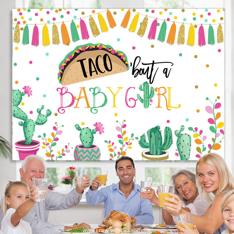 Lofaris Taco Bout A Baby Girl Cactus Fiesta Shower Backdrop
