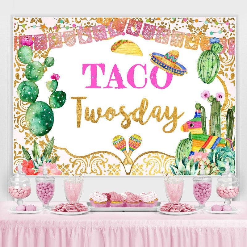 Lofaris Taco Twosday Mexican Fiesta Birthday Party Backdrop