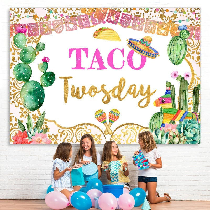 Lofaris Taco Twosday Mexican Fiesta Birthday Party Backdrop