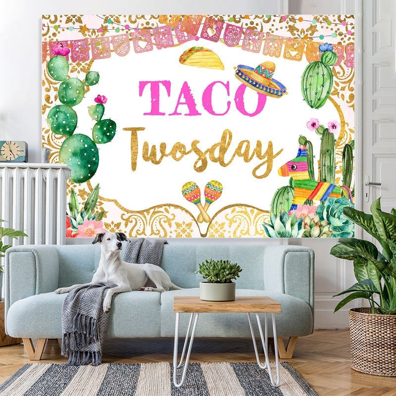 Lofaris Taco Twosday Mexican Fiesta Birthday Party Backdrop