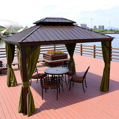 Lofaris Coffee Pergola Waterproof Grommet Top Outdoor Curtains for Front Porch