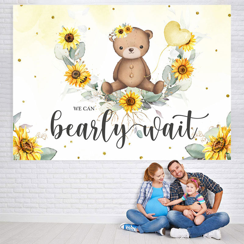 Lofaris Teddy Bear And Sunflower Baby Shower Backdrop For Girl
