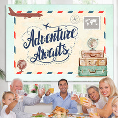Lofaris The Adventure Awaits Plane Themed Baby Shower Backdrop