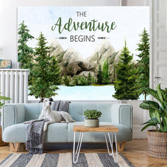 Lofaris The Adventure Begins Mountain Baby Shower Backdrop