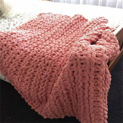 Lofaris Pink Handmade Super Warm And Soft Chunky Knit Blanket