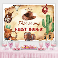 Lofaris This Is My First Rodeo Cow Boy Happy Birthday Backdrop