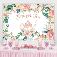 Lofaris Time for Tea Pink Floral Teapot Backdrop Party