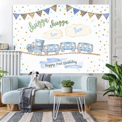 Lofaris Train Happy 2nd Birthday Backdrop for Photoshoot