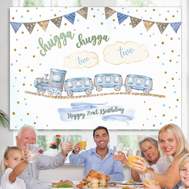 Lofaris Train Happy 2nd Birthday Backdrop for Photoshoot