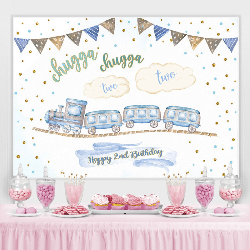 Lofaris Train Happy 2nd Birthday Backdrop for Photoshoot